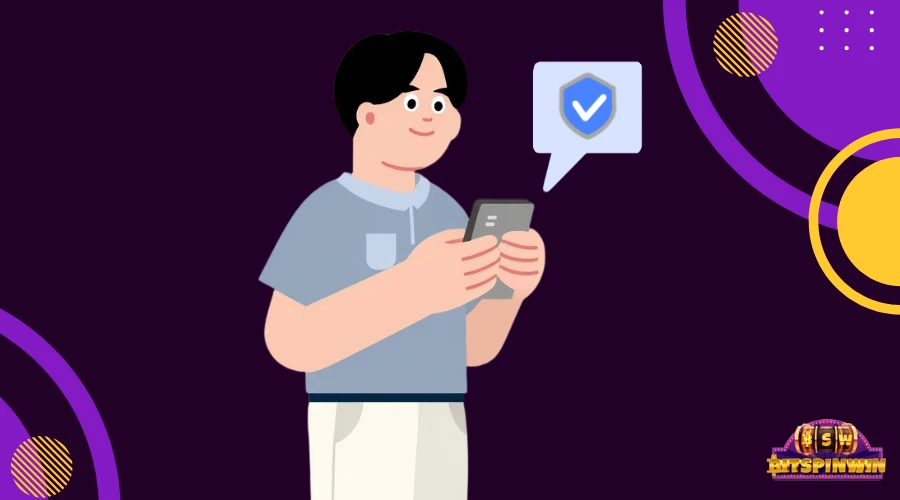 man looking at his phone icon