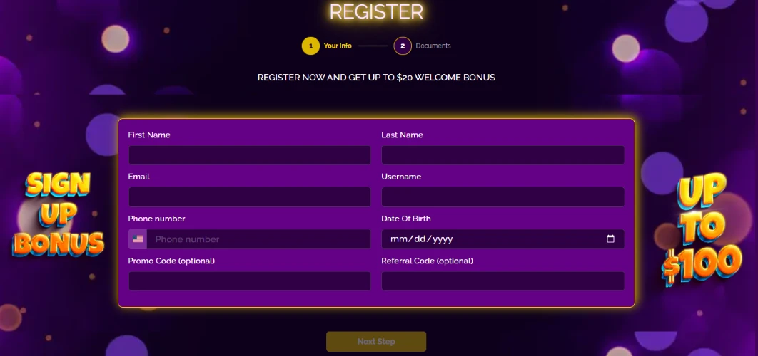 bitspinwin registration page