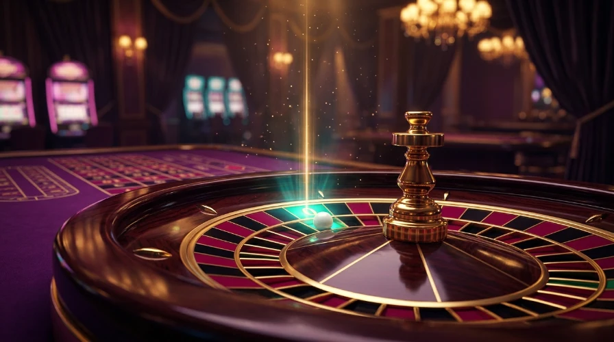 European roulette wheel close-up with the ball resting in the single zero pocket, illustrating the casino house edge